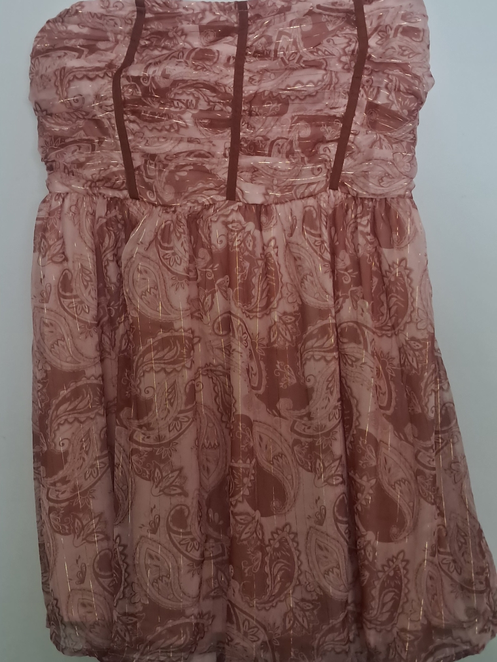 VENUS Dusty Rose Paisley Strapless Dress
